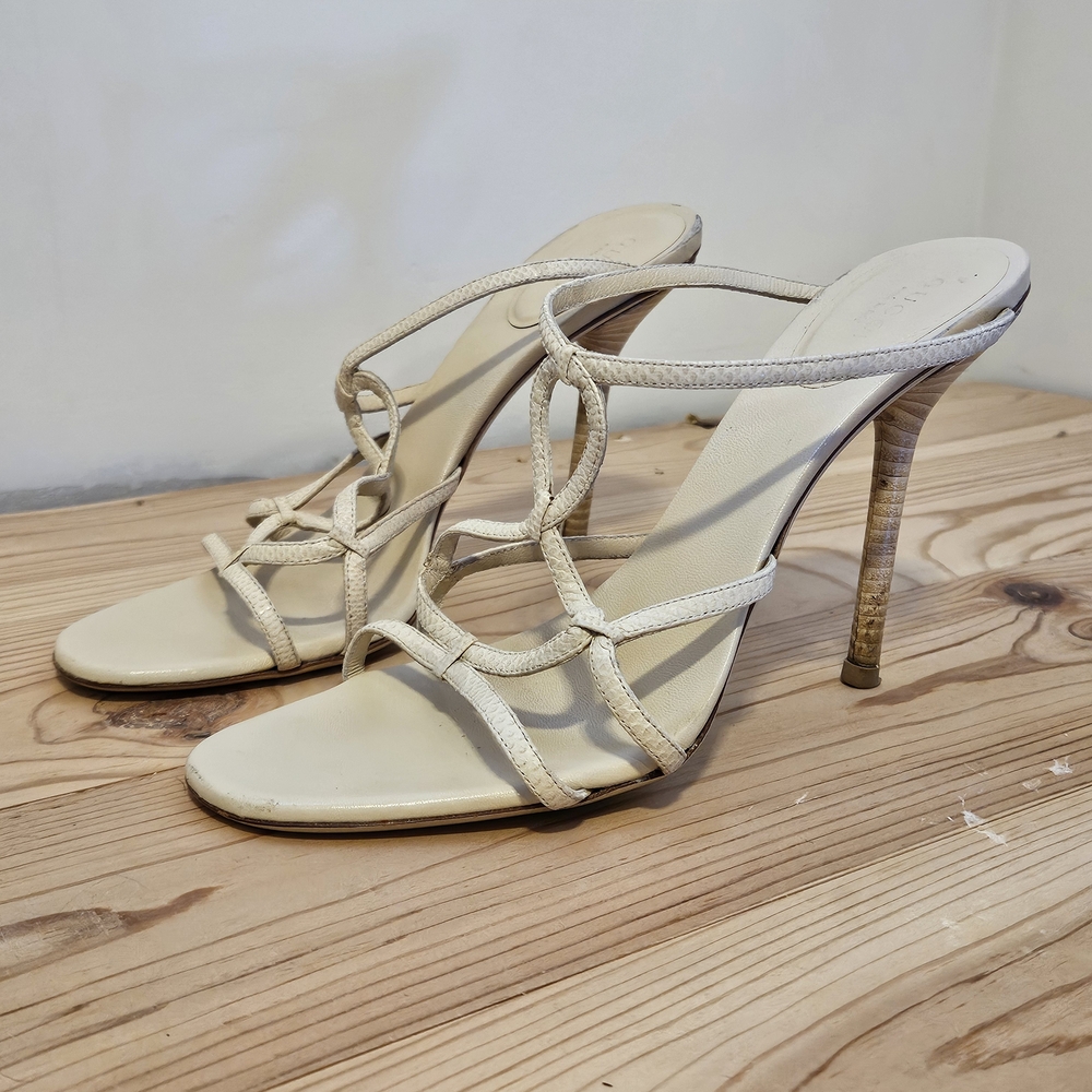 Gucci Cream Strappy Heeled Sandals Size 9